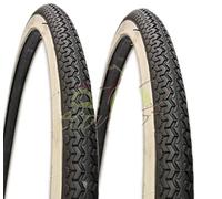 ECOVELO DEESTONE 2 Tyres 26 x 1 3/8 (37-590) BiancoNeri for Holland, Road, Adult, Bicycle, Vintage, Road Bicycle, White, Black