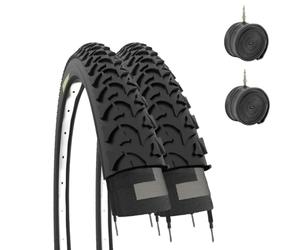 ECOVELO EBA20MAE 2 x Tyres 20 x 1.75 (47-406) + Inner Tubes | Unisex Children's Tires, Black, 20 Inches