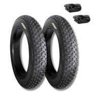 ECOVELO PAIR OF TYRES 20 X 4.0 + INNER TUBES FOR Fat Bike, Black