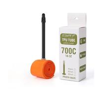 Ecovelo Puncture Proof Inner Tube 700C x 18-32 in TPU Orange for Road Bike, 40 g, Long Presta Valve (45 65 85 mm) Road Racing, Gravel, Trekking, Ultra Light