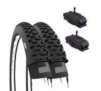 Ecovelò Unisex - Adult 24 x 1.95 V.a Cameras. 2 Tyres 24 x 1.95 (50-507) + American Valve Chambers, Black, One Size