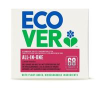 Ecover All in One Dishwasher Tablets, Contains Salt & Rinse Aid, Powerful Cleaning, Fresh Lemon & Mandarin Scent, Pack of 1, 68 Tablets