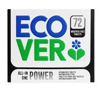 Ecover Power Dishwasher Tablets, All-In-One Dishwasher Salt & Rinse Aid, Power Cleaning, Mandarin and Lemongrass Scent, Pack of 1, 72 Tablets