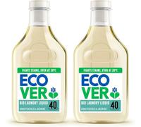 Ecover Concentrated Bio, Laundry Detergent, Laundry Washing Liquid, Honeysuckle & Jasmine, 2x Pack of 40 Washes, 2x 1.43L