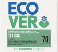 Ecover Classic Dishwasher Tablets, Contains Salt & Rinse Aid, Powerful Cleaning, Lemon & Lime Scent, Pack of 1, 70 Tablets
