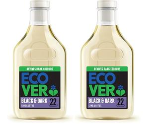 Ecover Delicate Bio Laundry Detergent, Black And Dark Laundry Washing Liquid, Fresh Lime & Lotus, Pack of 2, 22 Washes, 1L