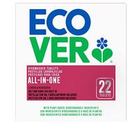 Ecover All in One Dishwasher Tablets, Contains Salt & Rinse Aid, Powerful Cleaning, Lemon & Lime Scent, Pack of 1, 22 Tablets