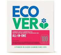 Ecover All in One Dishwasher Tablets, All-In-One Dishwasher Salt & Rinse Aid, Power Cleaning, Mandarin and Lemongrass Scent, Pack of 1, 100 Tablets