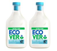 Ecover Fabric Softener, Fabric Conditioner to Soften Your Clothes, Fresh Rose & Bergamot Scent, 2 x 47 Washes, 2 x 1.43L