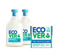 Ecover Non-Bio Washing Capsules - Almond & Apricot - 34 Count & Fabric Softener Rose & Bergamot 2 x 47 Washes