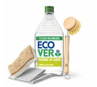 Ecover Washing Up Liquid 450ml Eco Washing Up Liquid Non Toxic Kitchen Cleaning Kit Eco Friendly Washing Up Brush Compostable Sponge Swedish Dishcloth Plastic Free Set