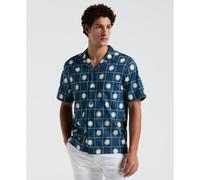 Ecovero™ Blend Sun Check Print Shirt In Blue Wing Teal