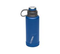 EcoVessel Stainless Steel Water Bottle with Insulated Dual Lid, Insulated Water Bottle with Strainer and Silicone Bottle Bumper, Coffee Mug - 32oz (Navy Nightfall)