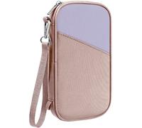 EcoVision Family Passport Holder for Travel with RFID Blocking, Traveling Essentials Organizer Pouch Bag, Light Passport Wallet for Travel Must Haves Accessories for Women Men, Muted Pink+Lilac, S
