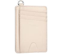 EcoVision Minimalist Slim Wallet with Front Pocket, RFID Blocking Credit Card Holder, Detachable D-Hook Wallet for Men and Women, Apricot Goat Leather, M, Minimalist