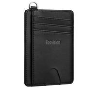 EcoVision RFID Blocking Credit Card Holder Wallet, Slim Front Pocket Wallet for Men Women, Goatskin Black, S, Minimalist