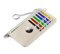 EcoVision RFID Blocking Slim Credit Card Holder Wallet with Zipper Money Pocket & Keychain, Slim Airtag Wallet for Men Women, Cowhide Beige, Minimalist