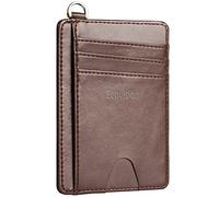 EcoVision Slim Minimalist Front Pocket Wallet, RFID Blocking Credit Card Holder Wallet with Detachable D-Shackle for Men Women, Crazy Horse Coffee, S, Minimalist