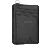 EcoVision Unisex-Adults Minimalist Front Pocket Wallet, RFID Blocking, Detachable D-Shackle, Black