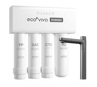 Ecoviva Alkaline Reverse Osmosis RO Water Filter Filtration Under Sink System (Grey Faucet, RO 800GPD)
