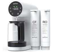 Ecoviva Countertop Reverse Osmosis Water Filtration System, Portable RO Water Filter Purifier with 4 Stage Filtration, 3:1 Pure to Drain, TDS Monitor, Faster Delivery Flow, Plug and Use - White