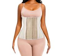 ECOWALSON Waist Trainer for Women Corset Cincher Body Shaper Girdle Trimmer with Steel Bones Extender - beige - XS