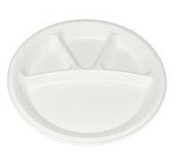 ECOWARE 100% Natural, Biodegradable, Compostable, Ecofriendly, Bagasse, Safe & Hygienic Disposable 12 inch 4 Compartment 304mm, 30cm Round Plate (50)