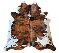 ecowhides 100% Genuine Brazilian Cowhide Rug - Brindle White Belly - Luxury Cowskin Leather Area Rug Decor (X-Large) 7 x 6 ft