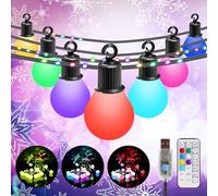 ECOWHO Coloured Festoon Lights Outdoor - 100 LED 41Ft Garden Lights Mains Powered 12 Modes with Remote Timer, IP65 Waterproof G40 LED Bulbs Shatterproof USB for Christmas Patio Party