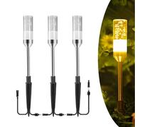 ECOWHO Garden Path Lamps 3 Packs with 3m Wiring Cable Spike Lights Without Adapter, Only Extension Landscape Lights Warm White Pathway Lighting (No Plug)