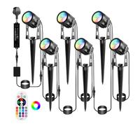 ECOWHO Garden Spotlights Mains Color Changing Outdoor Garden Spike Lights IP65 Waterproof 20m Extendable Xmas Spot Lights 12V Garden Lights Timer Remote for Holiday Decor(Cool White&RGB)