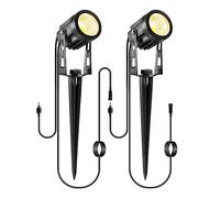 ECOWHO Garden Spotlights (No Plug) 2 Packs with 3m Wiring Cable Spike Lights Without Adapter, Only Extension Spotlights Warm White Garden Lights Mains Series