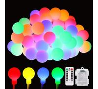 ECOWHO Globe Fairy Lights Battery Operated - 5.5M 50 LED Fairy Lights Color Changing with Remote & Timer Globe String Lights for Indoor Bedroom Outdoor Xmas Halloween Garden Patio Party(Multicolor)
