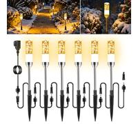 ECOWHO Mains Powered Garden Path Lights, Extendable to 24 Lights 12V Low Voltage Outdoor Landscape Lights, IP65 Waterproof LED Pathway Light for Christmas, Patio, Driveway, Warm White 6 Packs