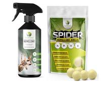 EcoWidow Spider Repellent Spray 500ml & 5 Spider Repellent Balls Kit/Bundle - Natural Peppermint Oil Insect & Cobweb Remover for Home, Humane Formula(500ml Spray + 5 Balls Kit)