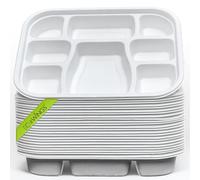 ECOWINGS Disposable Plates - 8 Compartments. Pack of 25 Bagasse Biodegradable Plates with Deep Portions. Eco-Friendly, Sturdy, and Stylish Solution for Parties and Thali-Style Presentations