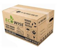 EcoWise 10 Pcs Cardboard Moving Boxes with Handles - 52 x 30 x 30cm, 47 Litres Large Packing Boxes, Strong Corrugated Cartons for House Moving, Office Relocation, Shipping | Room List Checkboxes