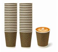 EcoWise 50 x 16oz Dotted Ripple Wall Paper Coffee Cups - Double Wall Insulated Disposable Hot Drink Cups, Leak-Resistant Takeaway Cups for Coffee, Tea, Hot Chocolate, Soup, Cafés, Offices & Events