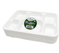 Ecowise | 6 Compartment Bagasse Food Tray - 25 Pcs | Dinner | 100% Biodegradable and Compostable | ECO Friendly | Disposable | Paper | Made from Sugarcane Fibre - by Best House