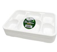 Ecowise | 6 Compartment Bagasse Food Tray - 250 Pcs | 100% Biodegradable and Compostable | Dinner | ECO Friendly | Disposable | Paper | Made from Sugarcane Fibre - by Best House