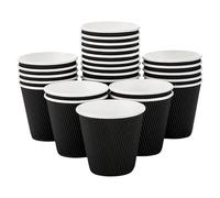 EcoWise 8Oz Disposable Coffee Cups - Pack of 100 Black Triple Wall Insulated Coffee Cups - Takeaway Kraft Paper Ripple Cups for Hot and Cold Drinks (100, 8 Oz)