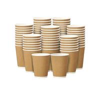 EcoWise 8Oz Disposable Coffee Cups - Pack of 100 Brown Triple Wall Insulated Coffee Cups - Takeaway Kraft Paper Ripple Cups for Hot and Cold Drinks (100, 8 Oz)