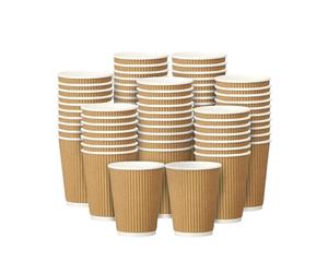 EcoWise 8Oz Disposable Coffee Cups - Pack of 100 Brown Triple Wall Insulated Coffee Cups - Takeaway Kraft Paper Ripple Cups for Hot and Cold Drinks (100, 8 Oz)