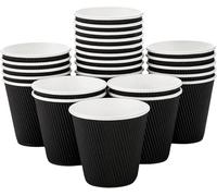 EcoWise 8Oz Disposable Coffee Cups - Pack of 500 Black Triple Wall Insulated Coffee Cups - Takeaway Kraft Paper Ripple Cups for Hot and Cold Drinks (500, 8 Oz)