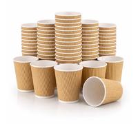 EcoWise 8oz Ripple Wall Disposable Coffee Cups - Pack of 500, Brown Kraft Paper Hot Beverage Cups, Eco-Friendly Recyclable Paper-Takeaway Coffee Cup for Cafes, Office & Catering