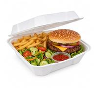 EcoWise Clamshell Food Containers - 9 x 9 Inch, Disposable Hinged Lid Takeaway Boxes, Leak-Resistant, Microwave & Freezer Safe, Durable for Meal Prep, Parties and Catering (Pack of 50)