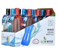 EcoWise Reusable Plastic Water Bottles - 1 Litres, 12-Pack, Drinking Juice Crystal Water Bottles with Leakproof Cap, Lightweight, Durable & BPA-Free for Home Office School Outdoor Sports Gym