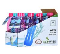 EcoWise Reusable Plastic Water Bottles - 1 Litres, 12-Pack, Drinking Juice Spring Water Bottles with Leakproof Cap, Lightweight, Durable & BPA-Free for Home Office School Outdoor Sports Gym