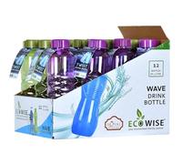 EcoWise Reusable Plastic Water Bottles - 1 Litres, 12-Pack, Drinking Juice Twist Design Water Bottles with Leakproof Cap, Lightweight, Durable & BPA-Free for Home Office School Outdoor Sports Gym