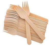 Ecowise Strong Disposable Wooden Forks Pack of 100 Ecofriendly Biodegradable Disposable Wooden Cutlery Forks Birchwood Wooden Cutlery Set for Birthday Party, Events, Christmas Party Picnic Wedding
